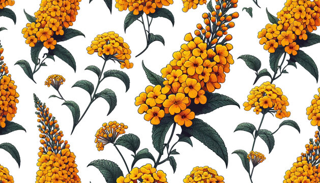 buddleja sungold seamless vector floral pattern background