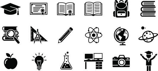 Black education icons set © NasimaAktar