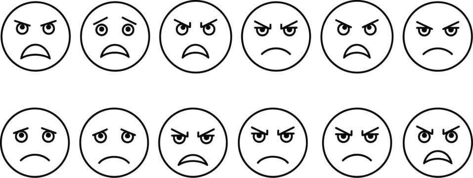 Angry faces emoticon set