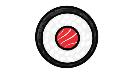 Single salmon maki sushi roll vector illustration from top view © Ibnu