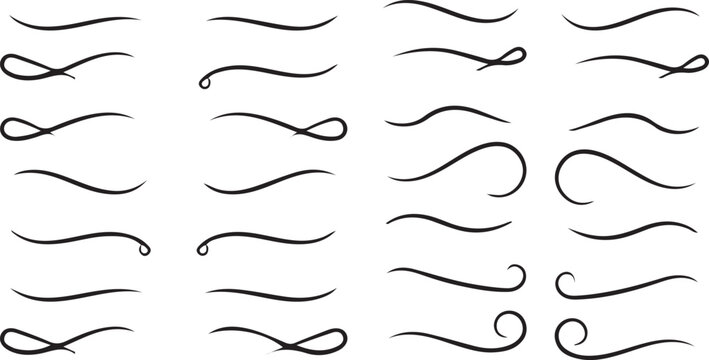 Set of hand drawn decorative swashes and flourishes for elegant text framing and wedding stationary