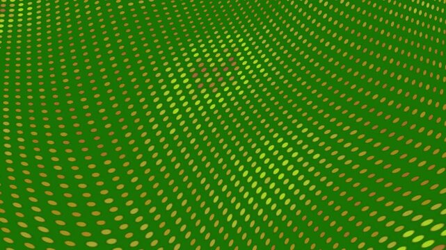 Mesmerizing green optical tunnel created from glowing dot patterns and dynamic perspective distortion. Futuristic motion background with immersive depth, movement, and geometric visual energy.