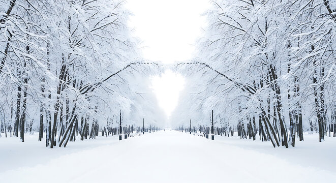 Winter forest landscape covered in deep snow during cold season with landscape background tranquil environment beautiful