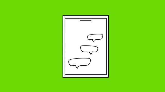 Mobile chat animation on green screen and black screen messaging interface overlay