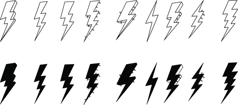 Black and white lightning bolt icons