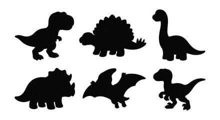 Dinosaur collection black and white vector illustration for educational purposes © Begum