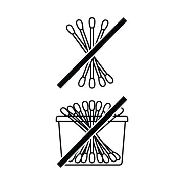  Vector Silhouette Icons of Banned Single-Use Plastic Swabs