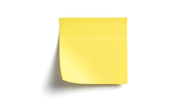 Folded yellow sticky note on white background minimalist flat lay composition