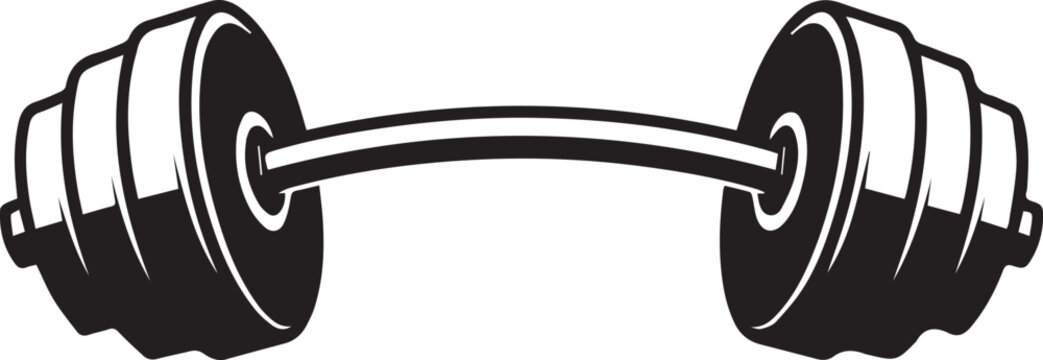 Curved barbell with weighted plates against a white background for fitness and strength training concept