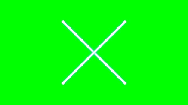 Animated White Glowing Lines Rotating into Plus Sign on Green Screen