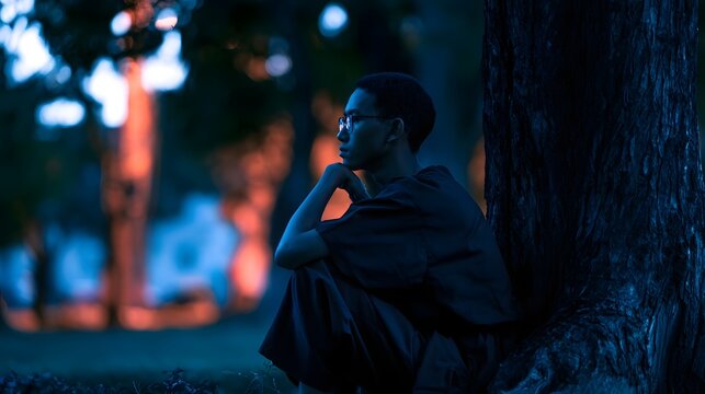 An ic and thoughtful scene conveying a cool calm and sophisticated atmosphere through subtle lighting and abstract textures