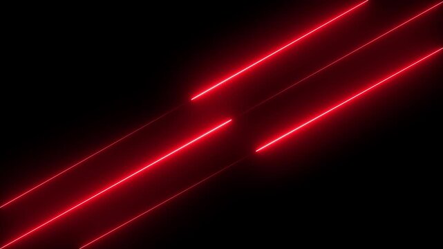 Abstract neon line seamless 3 lines background. red color animation fluorescent ultraviolet light glowing neon strokes. Abstract neon Lines moving up and down screen saver, background.