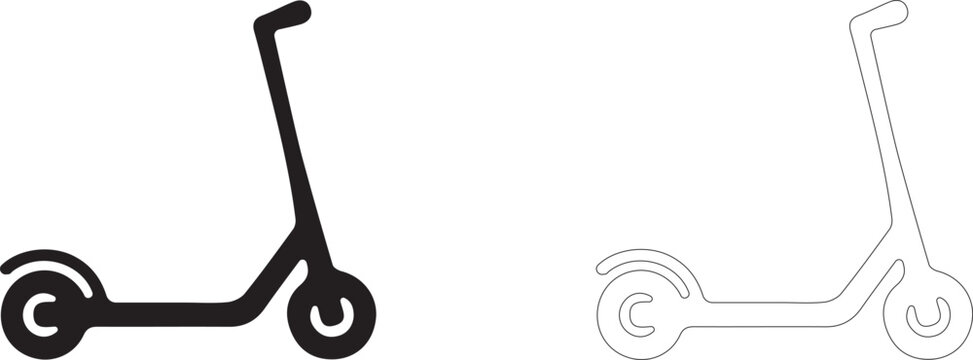 Electric scooter vector icon, urban kick scooter sharing symbol, micro-mobility and light e-vehicle.