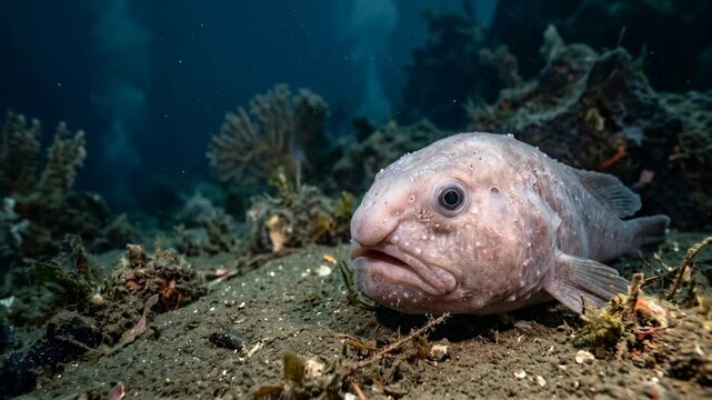 blobfish swimming underwater off australia and new zealand deep sea video