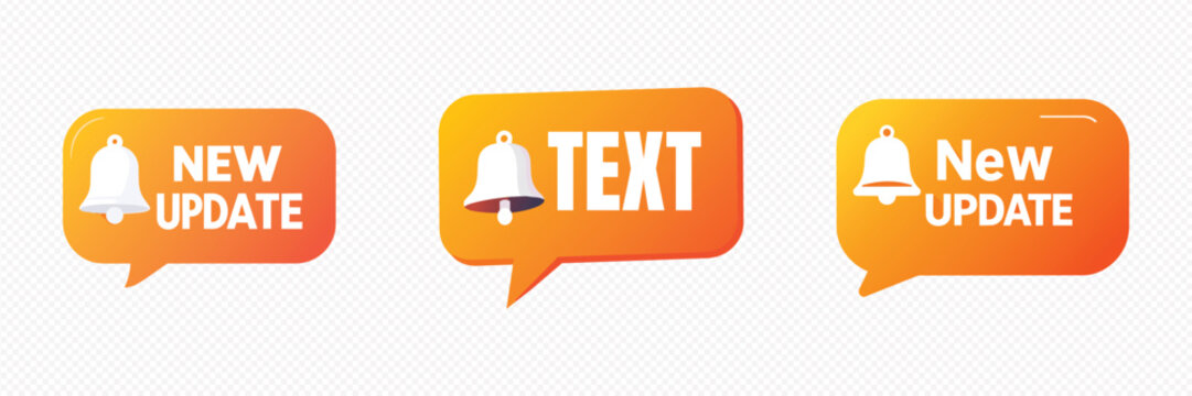 Notification icons with bell and speech bubble for new update or text message alert