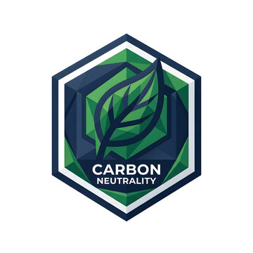 Minimalist Isometric Hexagonal Shield Badge Carbon Neutrality