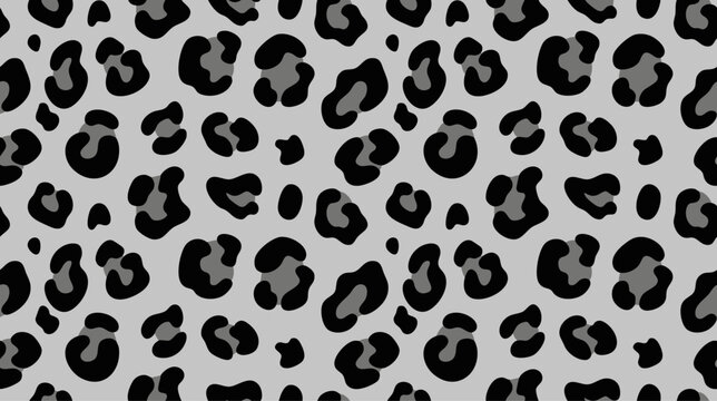 Leopard print pattern grayscale vector illustration with irregular spot shapes