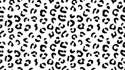 Leopard print pattern black and white vector illustration with irregular spots © Abdul