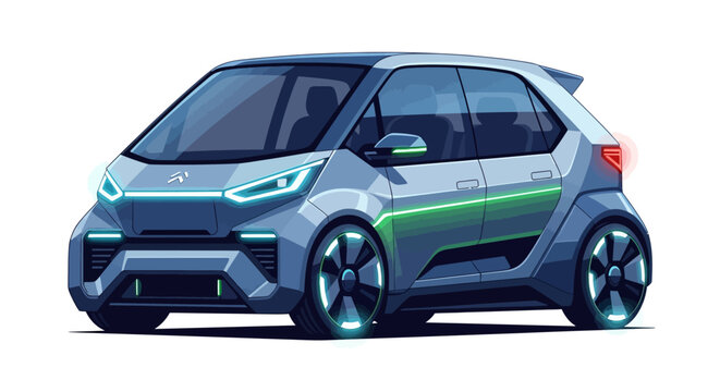 Futuristic electric microcar, modern city car, urban mobility concept