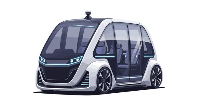 Futuristic self-driving autonomous shuttle pod vehicle concept