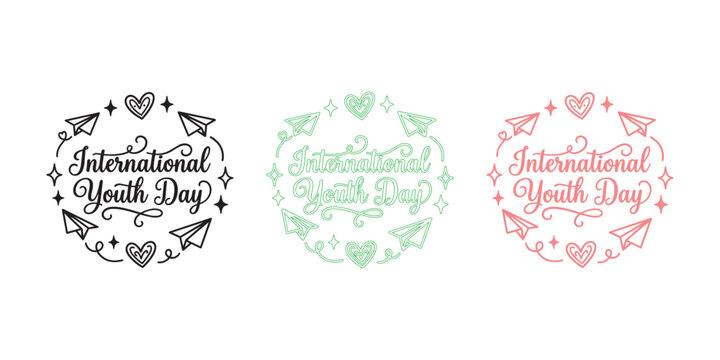 International Youth Day vector designs, August 12th celebration graphics