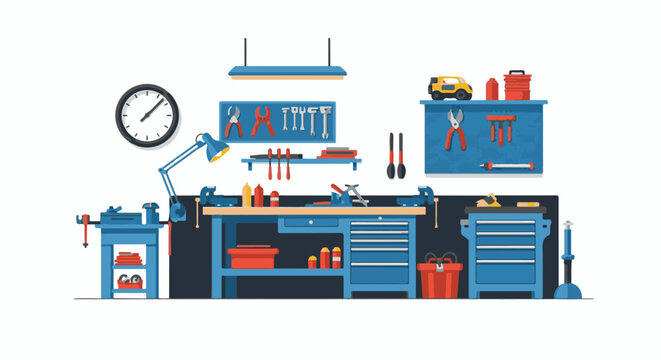 A cluttered workshop with various tools and equipment (1)