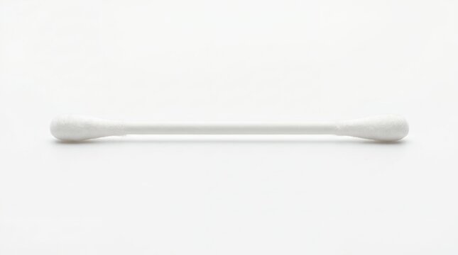 Single Cotton Swab with Double Ended Tips on White Background