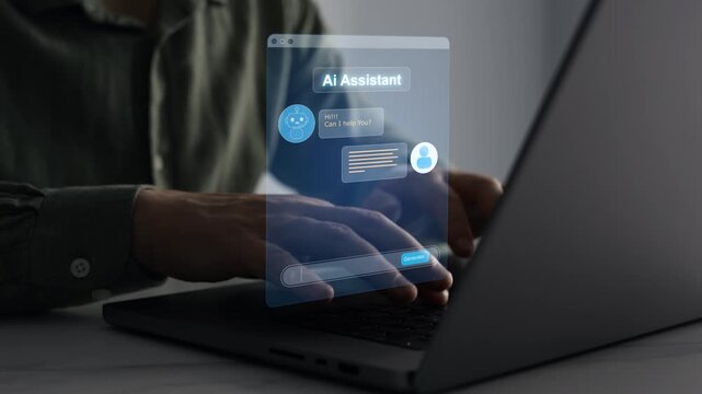 Online support Chatbot conversation. Virtual assistant, artificial intelligence Bot and CRM software automation technology.Customer person using chat service to get support.	
