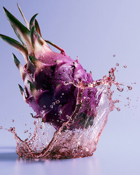 dragon fruit on purple studio background