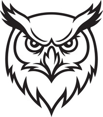 Fototapeta premium Intense Great Horned Owl Head Piercing Eyes Mascot Vector Logo