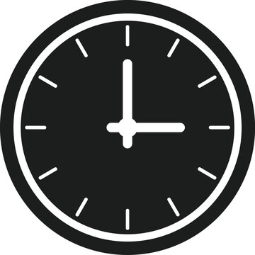 PrintAnalog Wall Clock Silhouette Icon Showing Three O Clock for Time Management Concepts
