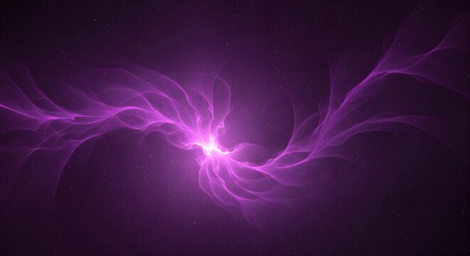 Abstract glowing purple cosmic energy wave on a dark starry space background