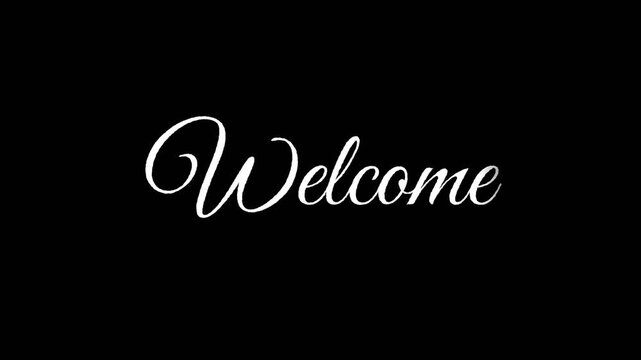 Elegant Handwritten Welcome Animation Text Write On Black Background