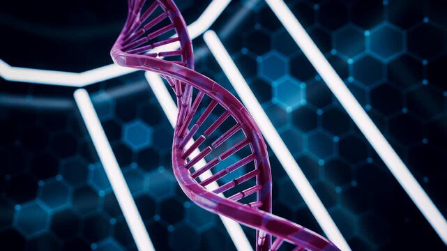 Futuristic DNA Helix Animation with Genetic Engineering and Biotechnology Concept