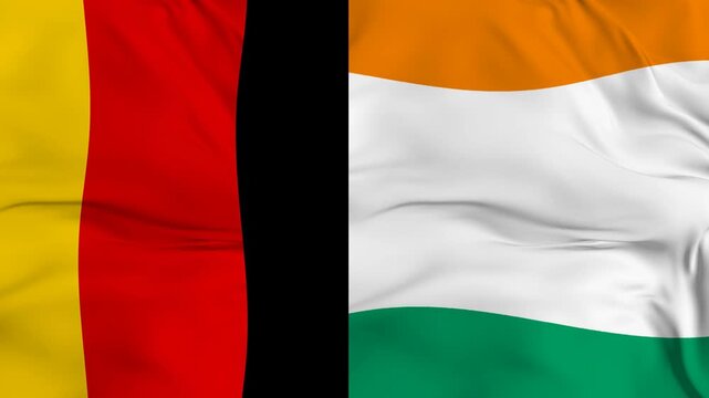 Germany vs C&ocirc;te d'Ivoire flag animation seamless loop close-up. 4K