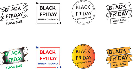 Obraz premium Black friday sale labels and badges for marketing
