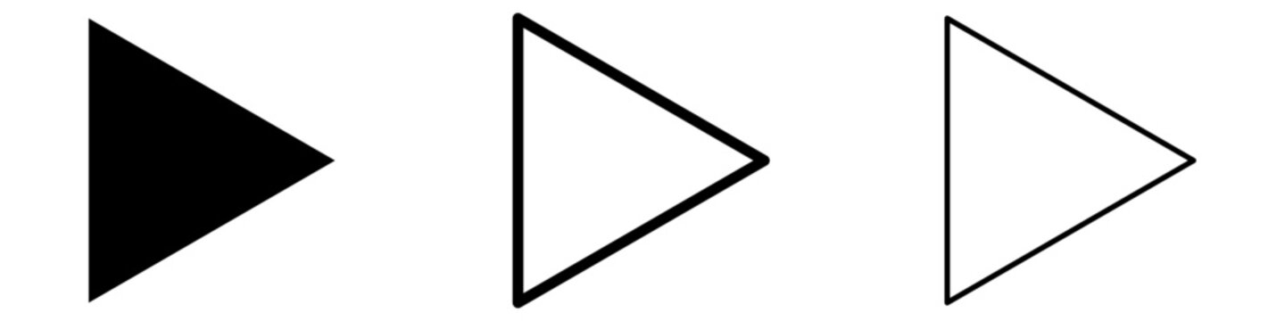 Arrow icons set direction, next step, forward movement, pointing right. Vector illustration.