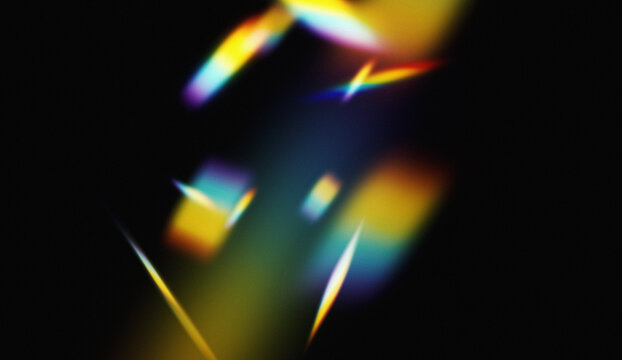 Prism rainbow light leak texture, colorful crystal refraction background.Abstract crystal light overlay to create retro film effect.