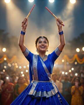 Garba Competition Winner Celebrating Victory On Festival Stage
