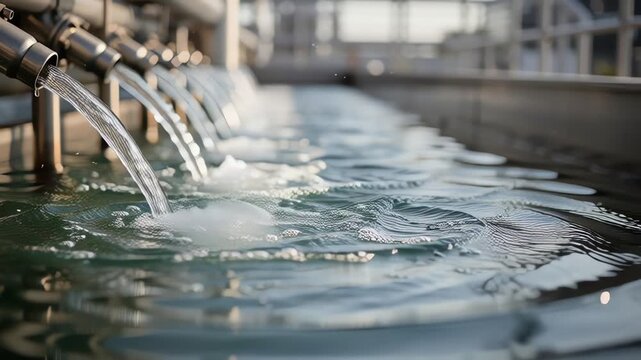 Processed Water Discharge System At Modern Treatment Plant Supporting Urban Infrastructure And Sustainability