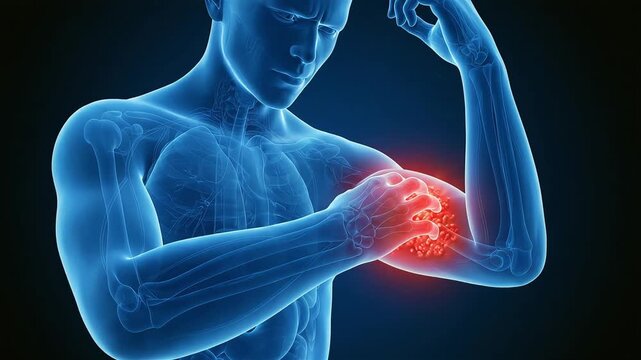 CG video showing severe itching and redness of the upper arms.