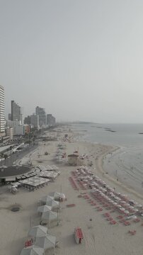 aerial view of gordon beach and sheraton hotel beachfront in tel aviv israel