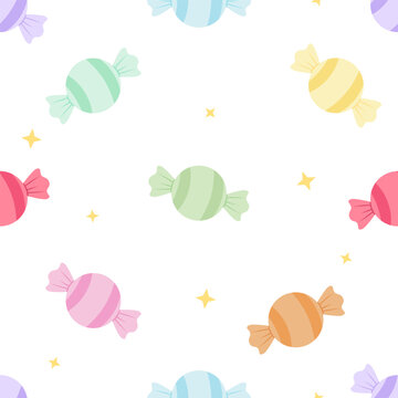 Pastel candies float with playful stripes