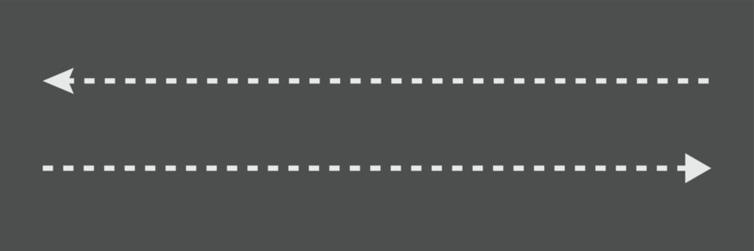Black straight horizontal dotted line arrow indicator, pointer, navigation or direction dashed arrow symbol isolated on transparent background. vector illustration . EPS 10 .