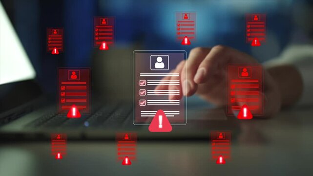 Personal data theft and online privacy breach and concept, featuring hacker activity, stolen documents, cybersecurity risks and digital fraud protection themes. 