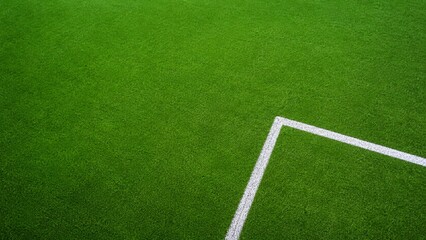 Obraz premium Geometric Soccer Field Lines on Green Grass with Copy Space