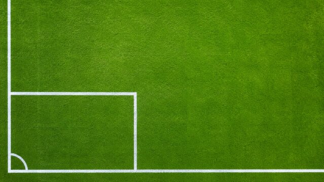 Soccer Penalty Area Corner Lines Green Grass Background Copy Space