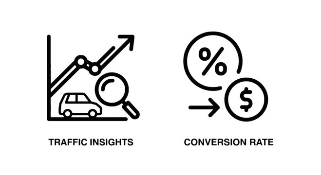Website traffic analysis and sales conversion rate financial growth icons with e commerce analysis conversion percentage marketing business statistics