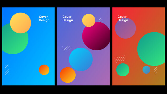 Abstract Cover Design Set with Vibrant Gradient Circles for Modern Brochure and Flyer Layouts