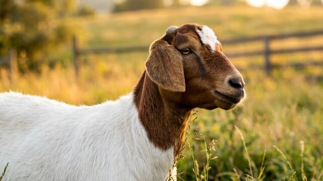 boer goat in karoo south africa farm close up golden light video